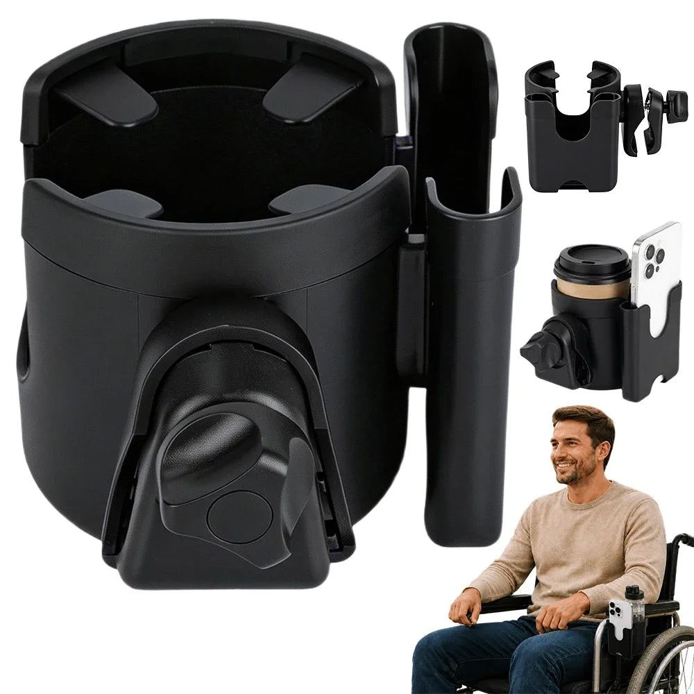 Porte-gobelet avec support téléphone pour poussette, noir