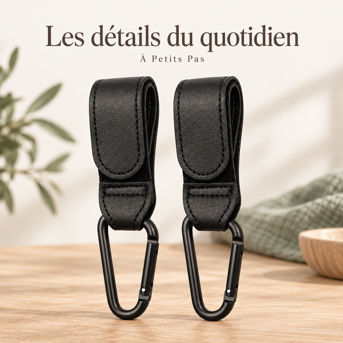 Les détails du quotidien — Crochets de poussette noirs — lot de 2