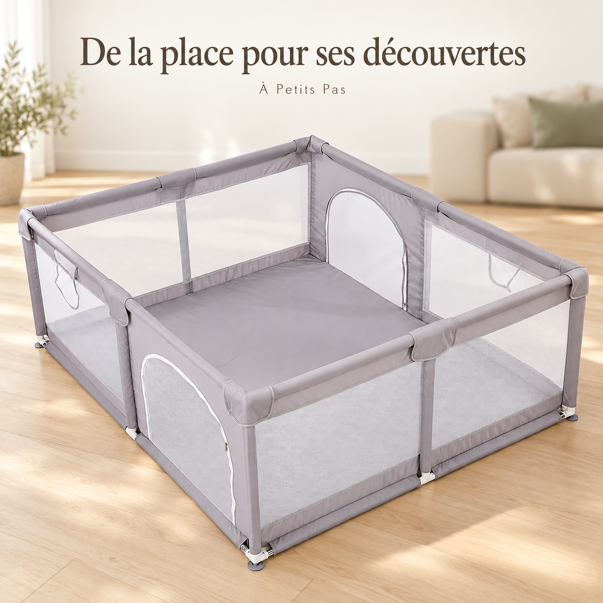 De la place pour ses découvertes — Parc bébé en maille — 150 × 180 cm