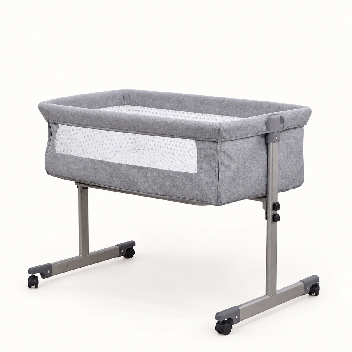 Berceau de chevet gris — matelas et roues — Gris