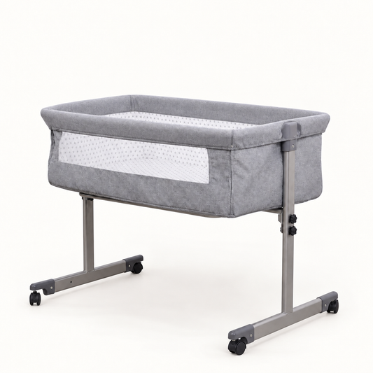 Berceau de chevet gris — matelas et roues — Gris