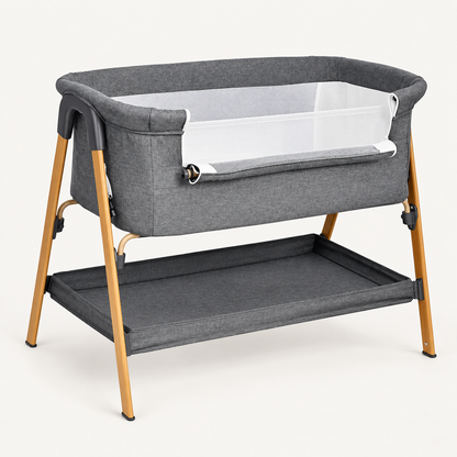 Berceau de chevet gris chiné — pieds en bois — Gris
