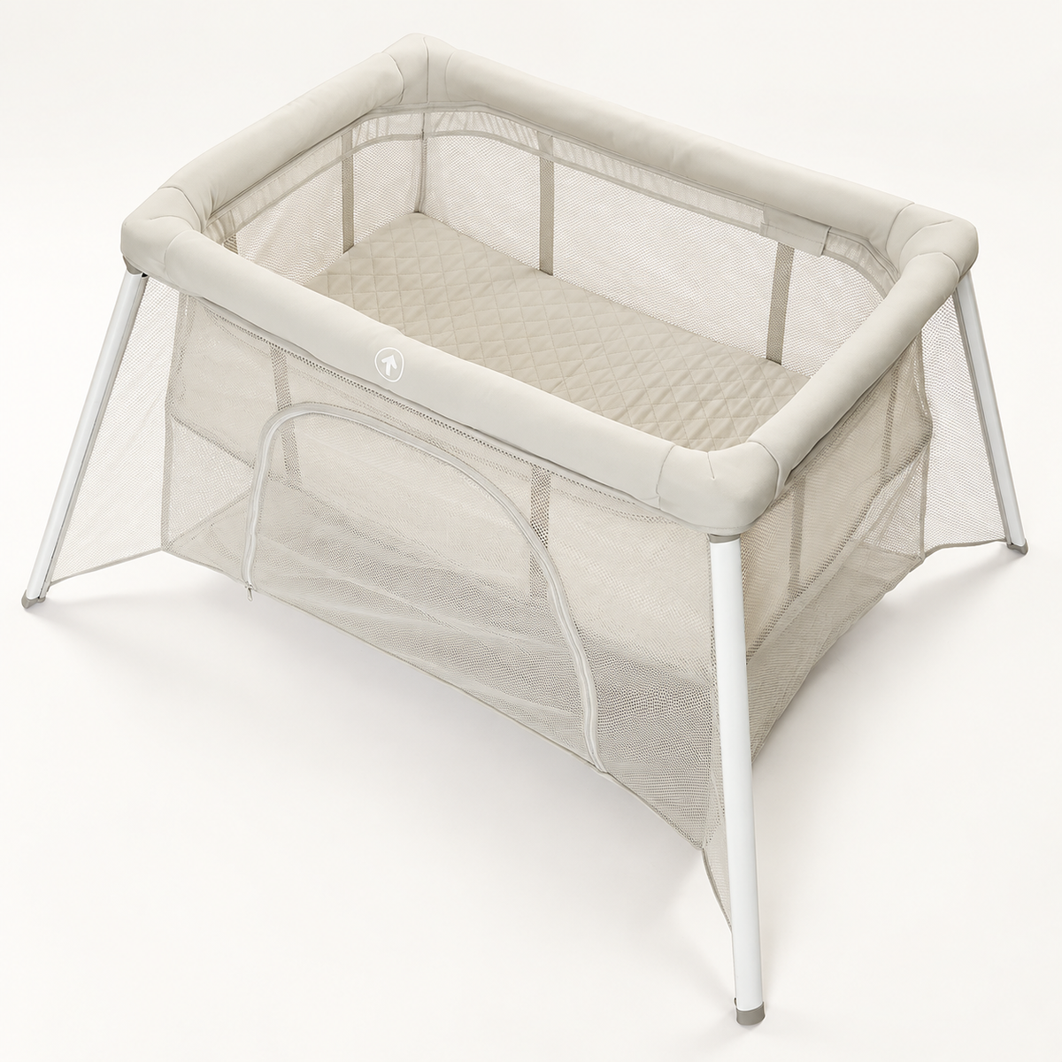 Lit pliant et parc bébé — crème et gris — Crème et gris