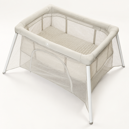 Lit pliant et parc bébé — crème et gris — Crème et gris