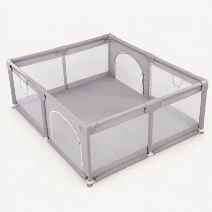 Parc bébé en maille — 150 × 180 cm — Gris