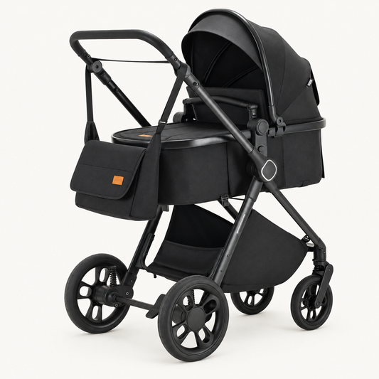 Poussette modulable — châssis aluminium — Noir