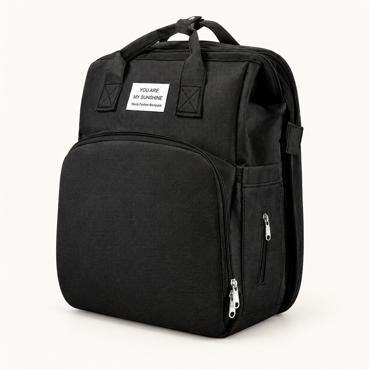 Sac à dos à langer — tapis nomade intégré — Noir