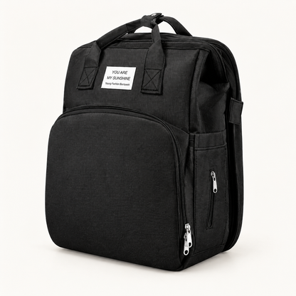Sac à dos à langer — tapis nomade intégré — Noir