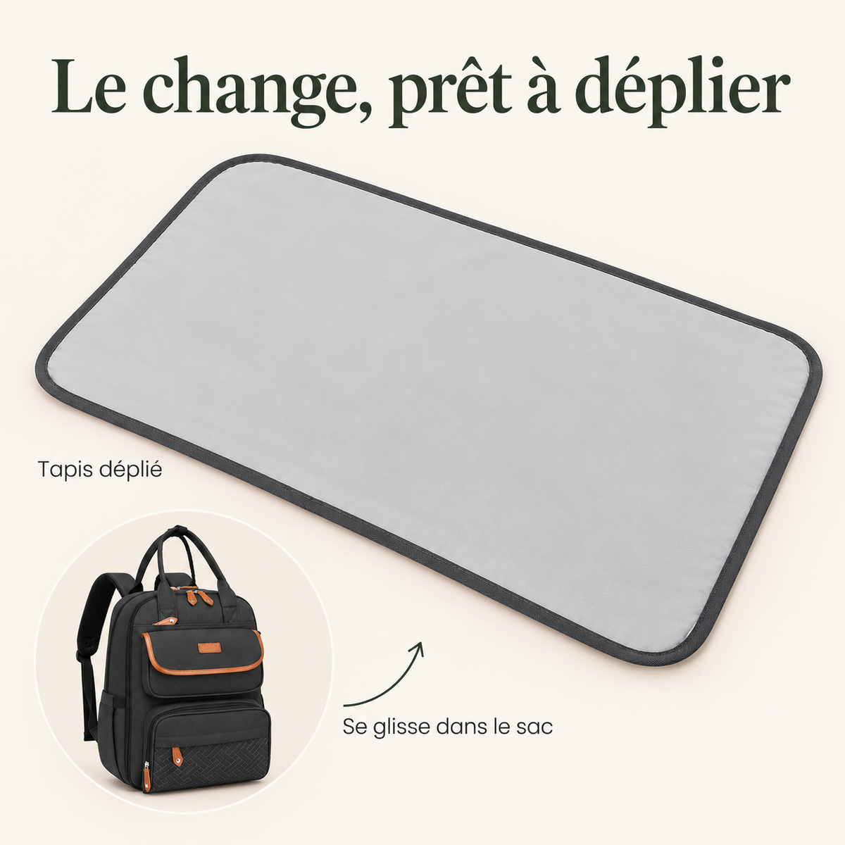 Sac à dos à langer KONO — 18 rangements — le change, prêt à déplier