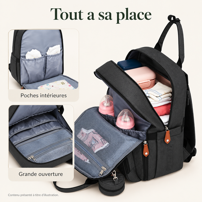 Sac à dos à langer KONO — 18 rangements — tout a sa place