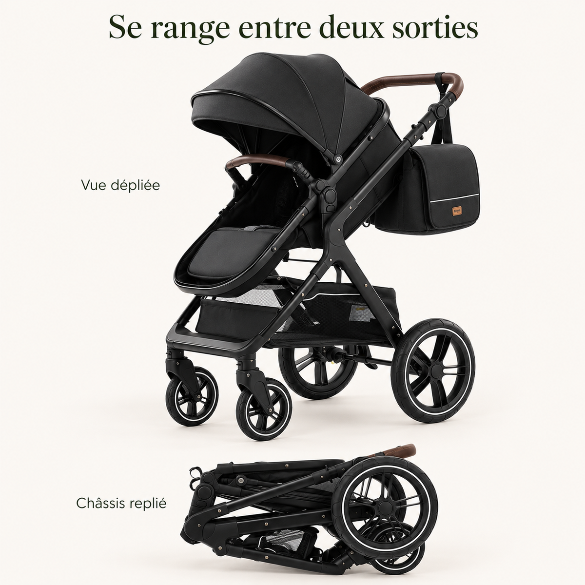 Poussette modulable avec sac assorti — se range entre deux sorties