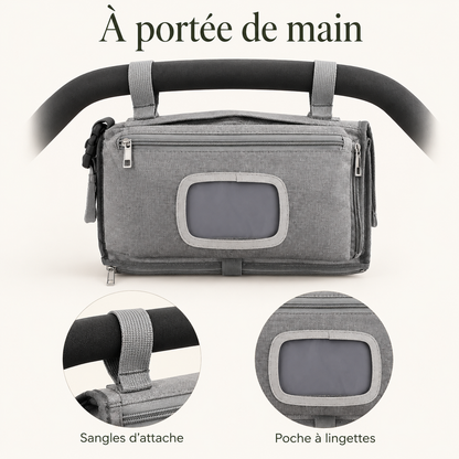 Kit de change nomade — pochette grise — à portée de main