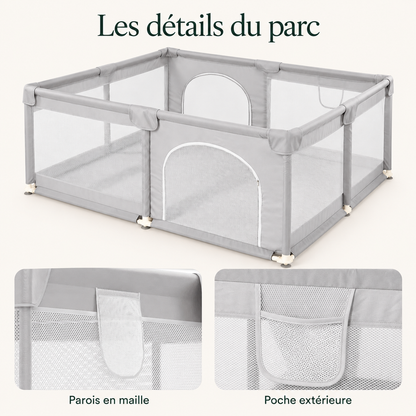 Parc bébé en tissu Oxford avec tapis — les détails du parc