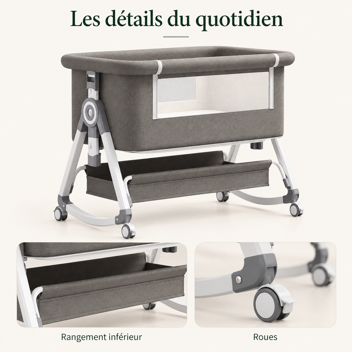 Lit d’appoint avec matelas — coloris doux — les détails du quotidien