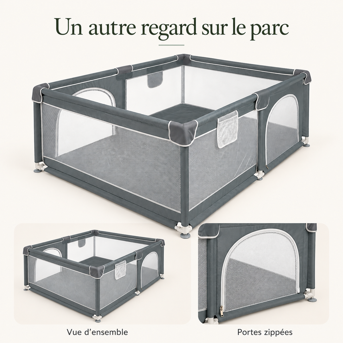 Parc bébé en maille — 120 × 160 cm — un autre regard sur le parc