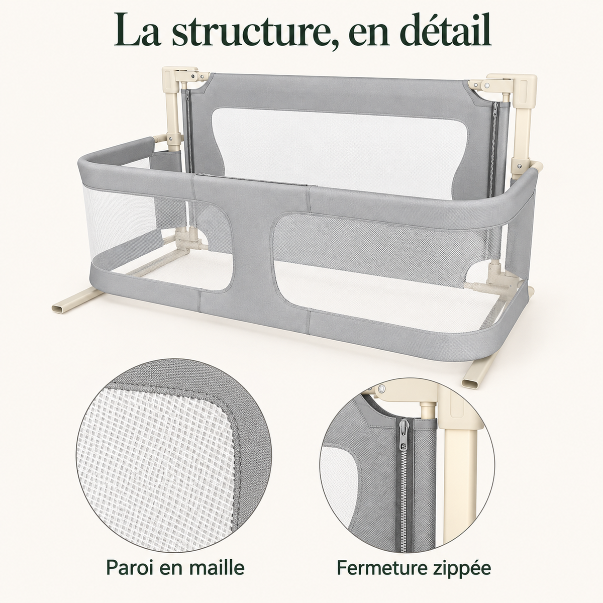 Structure de chevet pliable — paroi abaissable — la structure, en détail