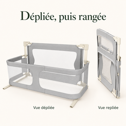Structure de chevet pliable — paroi abaissable — dépliée, puis rangée