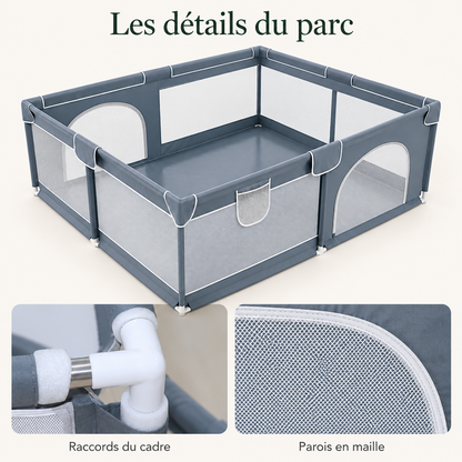 Parc bébé à double porte — 150 × 180 cm — les détails du parc